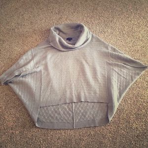 Gray poncho style sweater